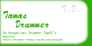 tamas drummer business card